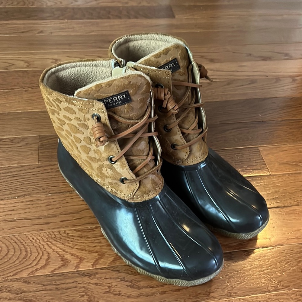 Sperry cheetah duck boots